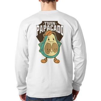 Twin Papacado Avocado Father Dad Fathers Day Father Of Twins Back Print Long Sleeve T-shirt | Mazezy