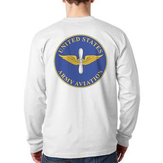 US Army Aviation Branch Insignia Veteran Veterans Day Back Print Long Sleeve T-shirt - Monsterry