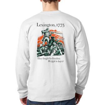 Usa Patriotic Vintage Battle Of Lexington Revolutionary War Back Print Long Sleeve T-shirt | Mazezy