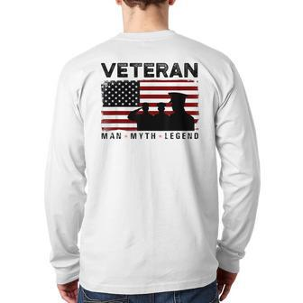 Veteran Man Myth Legend American Army Soldier Military Back Print Long Sleeve T-shirt | Mazezy