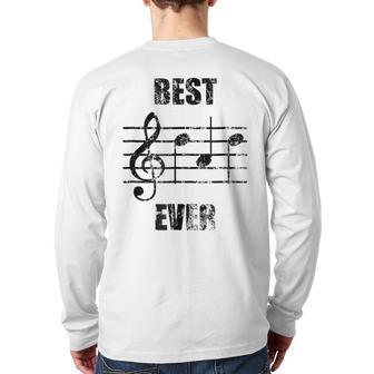 Vintage Best Dad Ever Treble Clef Musician Back Print Long Sleeve T-shirt | Mazezy