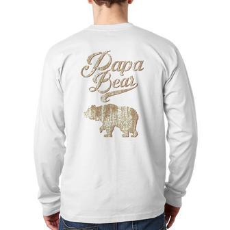 Vintage Papa Bear Dad Father's Day Father Tee Back Print Long Sleeve T-shirt | Mazezy