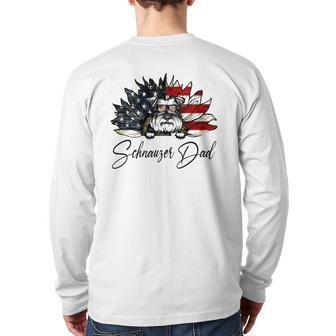 Vintage Usa Best Schnauzer Dad Ever American Flag Back Print Long Sleeve T-shirt | Mazezy