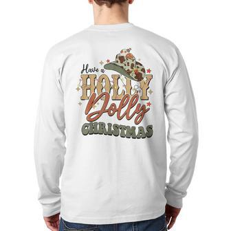 Vintage Western Christmas Howdy Xmas Cowboy Hat Retro Jolly Back Print Long Sleeve T-shirt - Monsterry UK