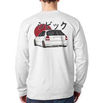 Vintage White Hatch Ek Jdm Back Print Long Sleeve T-shirt - Monsterry UK