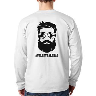 Volleyball Dad With Beard And Cool Sunglasses Back Print Long Sleeve T-shirt | Mazezy
