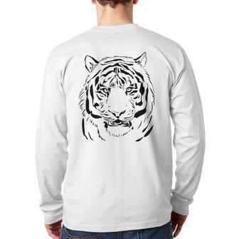 White Tiger Head For Men And Tiger Dad And Tiger Lover Back Print Long Sleeve T-shirt | Mazezy