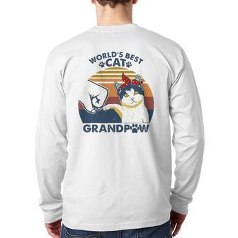 World's Best Cat Grandpaw Vintage Grandpa Cat Lover Back Print Long Sleeve T-shirt | Mazezy AU