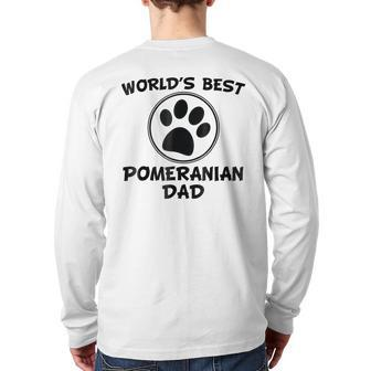 World's Best Pomeranian Dad Dog Paw Print Back Print Long Sleeve T-shirt | Mazezy