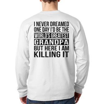 World's Greatest Grandpa Grandfather Back Print Long Sleeve T-shirt | Mazezy