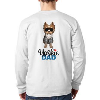 Yorkshire Terrier Papa Yorkie Dad Back Print Long Sleeve T-shirt | Mazezy