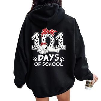 100 Days Of School Dalmatian Dog Girl 100 Days Smarter Women Oversized Hoodie Back Print - Seseable