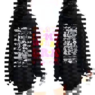 In My 100 Days Of School Era Groovy Retro Student Teacher Women Oversized Hoodie Back Print - Thegiftio