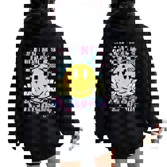In My 100 Days Of School Era Retro Groovy 100Th Day Teacher Women Oversized Hoodie Back Print | Mazezy