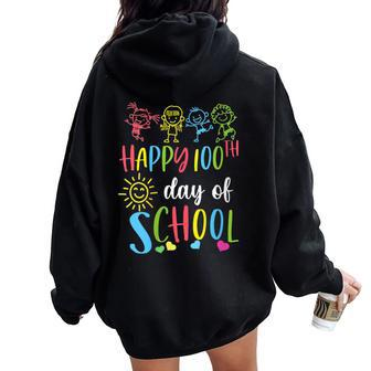 100 Days Of School Teacher 100Th Day Of School Women Oversized Hoodie Back Print - Monsterry