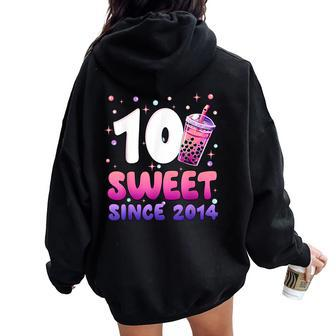10Th Birthday 10 Yrs Old Girl Bubble Boba Tea Anime Women Oversized Hoodie Back Print - Monsterry CA