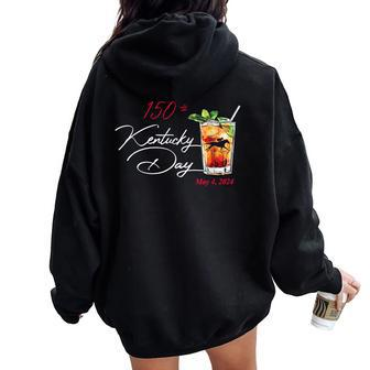 150Th Derby Day Horse Racing Women Oversized Hoodie Back Print | Mazezy