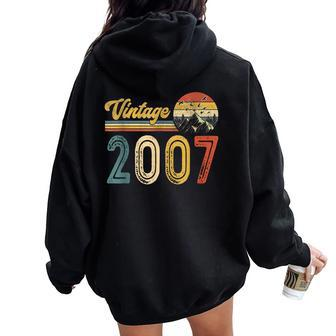 17 Years Old Vintage 2007 17Th Birthday For Girl Boy Women Oversized Hoodie Back Print - Seseable