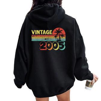 19 Years Old Vintage 2005 Birthday For Women Women Oversized Hoodie Back Print - Monsterry AU