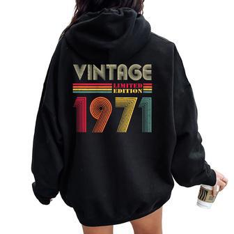 1971 51St Birthday Vintage Retro 51 Years Women Oversized Hoodie Back Print - Monsterry UK