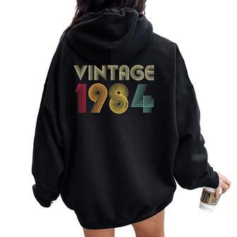 1984 39Th Birthday Vintage Retro 39 Years Old Women Oversized Hoodie Back Print - Monsterry