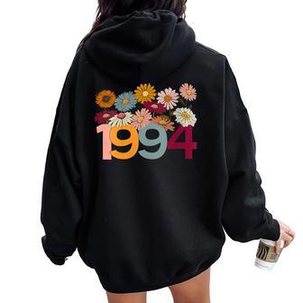 1994 Birth Year Vintage Wildflowers Daisy 29Th Birthday 1994 Women Oversized Hoodie Back Print - Monsterry DE