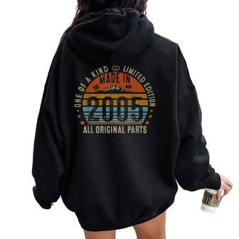 19Th Birthday For Boy Girl Vintage 2005 Original Parts Women Oversized Hoodie Back Print - Monsterry
