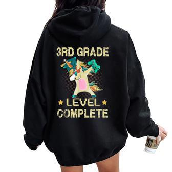 3Rd Grade Level Complete Gamer 2024 Graduation Unicorn Dab Women Oversized Hoodie Back Print - Monsterry
