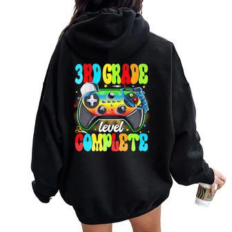 3Rd Grade Level Complete Video Gamer Boy Last Day Of School Women Oversized Hoodie Back Print - Monsterry