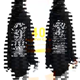40Th Wedding Anniversary 40 Years Married Husband & Wife Women Oversized Hoodie Back Print - Thegiftio
