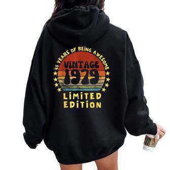 45 Year Old Present Vintage 1979 45Th Birthday Women Oversized Hoodie Back Print - Thegiftio UK