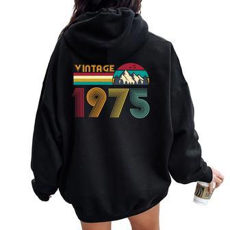 49Th Birthday 49 Years Old Retro Vintage 1975 Women Oversized Hoodie Back Print - Monsterry