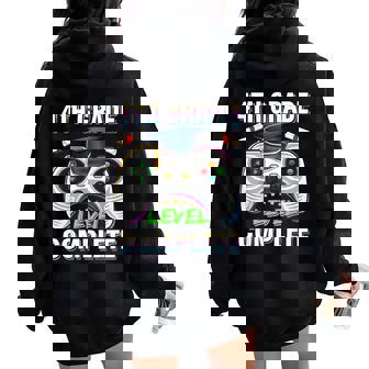 4Th Grade Level Complete Graduation Gaming Class 2024 Gamer Women Oversized Hoodie Back Print - Thegiftio