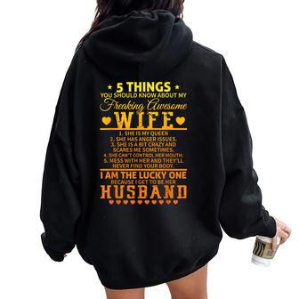 5 Things You Should Know About My Wife Husband Women Oversized Hoodie Back Print - Thegiftio UK