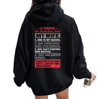 5 Things You Should Know About My Wife Husbandidea Women Oversized Hoodie Back Print - Thegiftio UK