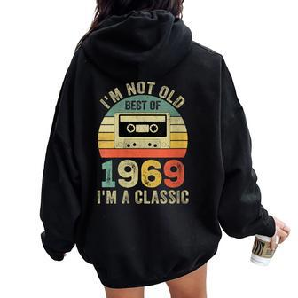 55 Year Old Vintage 1969 55Th Birthday Cassette Tape Women Oversized Hoodie Back Print - Monsterry UK