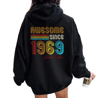 55Th Birthday For Awesome Since 1969 Women Oversized Hoodie Back Print - Thegiftio UK