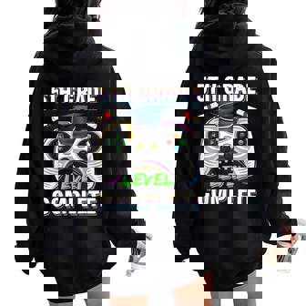 5Th Grade Level Complete Graduation Gaming Class 2024 Gamer Women Oversized Hoodie Back Print - Thegiftio
