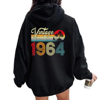 60 Years Old Vintage 1964 60Th Birthday Retro Women Oversized Hoodie Back Print | Mazezy CA