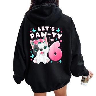 6Th Birthday Girl 6 Year Dog Puppy Number 6 Women Oversized Hoodie Back Print - Monsterry DE