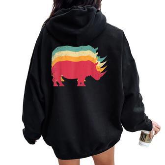 70'S 80'S Style Retro Rhino Rhinoceros Vintage Dad Mom Women Oversized Hoodie Back Print - Monsterry DE