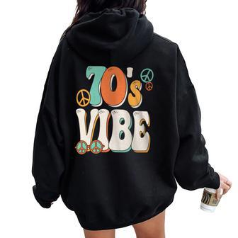 70'S Vibe Costume 70S Party Outfit Groovy Hippie Peace Retro Women Oversized Hoodie Back Print - Seseable