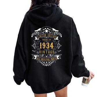 90 Years Old 90Th Birthday Made Born In 1934 Idea Women Oversized Hoodie Back Print - Monsterry