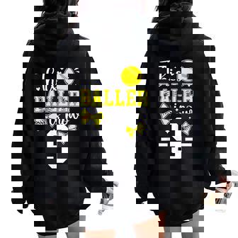 9Th Birthday Softball Girl Nine Year Old Softball Player Women Oversized Hoodie Back Print - Seseable