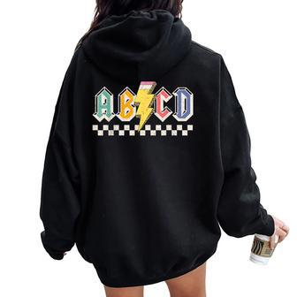 Abcd Back In Class First Day Back To School Teacher Student Women Oversized Hoodie Back Print - Seseable