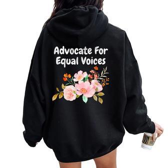 Advocate For Equal Voices Empower Equal Rights Women Oversized Hoodie Back Print - Monsterry UK