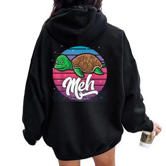 Aesthetic Vaporwave Japanese Otaku Meme Meh Sea Turtle Women Oversized Hoodie Back Print - Monsterry AU