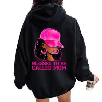 African American Afro Blessed To Be Called Mom Women Oversized Hoodie Back Print - Thegiftio UK