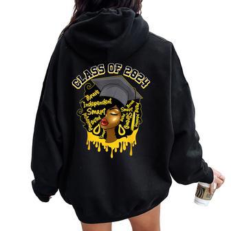 African American Woman Black Girl Graduation Class Of 2024 Women Oversized Hoodie Back Print - Monsterry UK