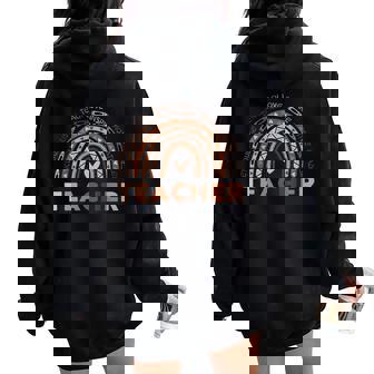 Afro African Black History Month Rainbow Melanin Teacher Women Oversized Hoodie Back Print - Seseable